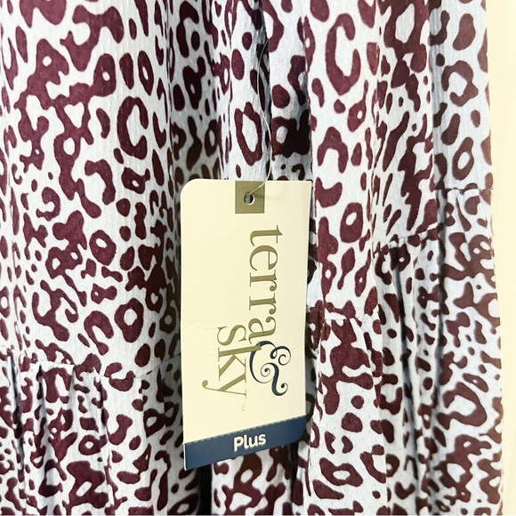 New Terra & Sky Women's Plus Size Long Sleeve Printed Maxi Dress - Picture 6 of 6